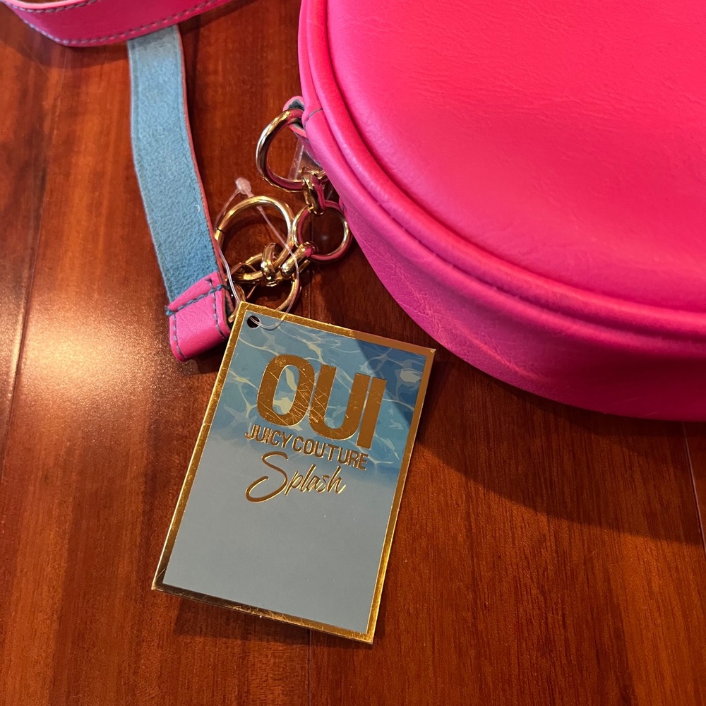 Juicy Couture Purse Bag Oui Splash Hot Pink Blue Round Crossbody Small New‎ NWT - Picture 2 of 9
